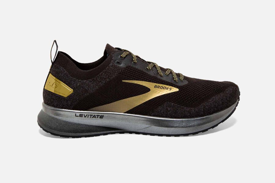 Brooks Running Shoes - Levitate 4 Road Mens - Black/Gold - PXI-472316